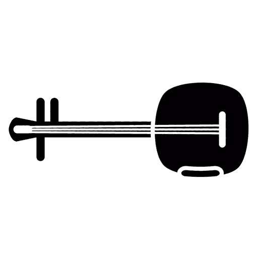 black silhouette of a shamisen